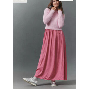 Anthropologie The Thea Long-Sleeve Eyelash Twofer Sweater Dress XS NEW